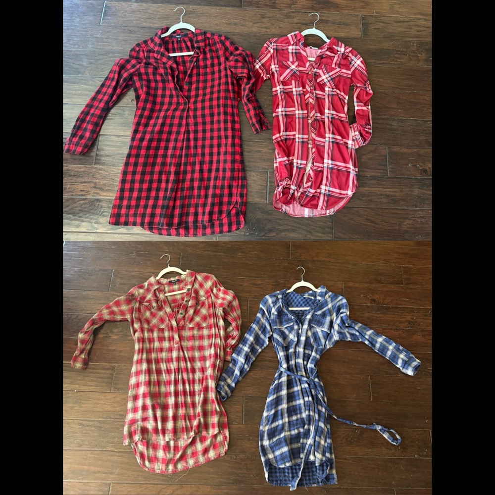 4 Plaid Dresses Lot S-M (2) Madewell Fashion Nova, and Altard State